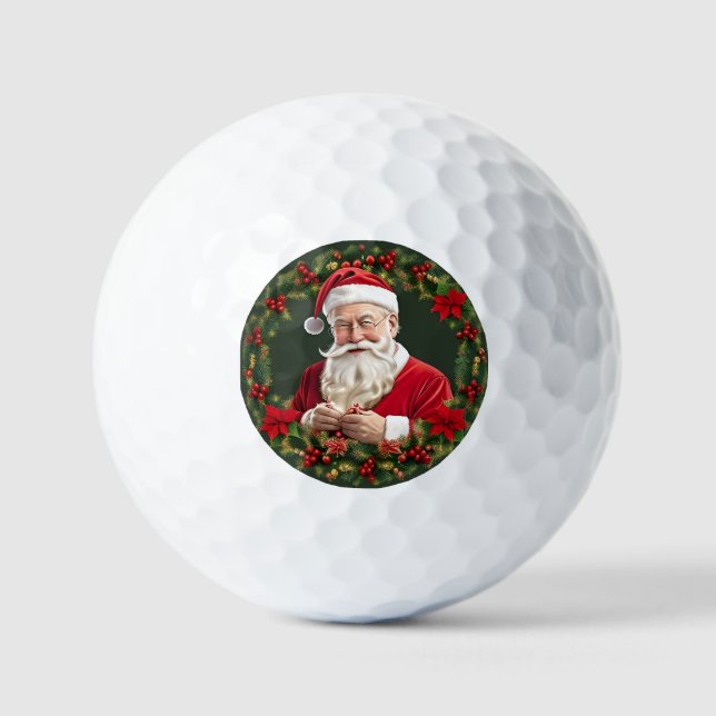Santa Claus in a Festive Wreath Golf Balls (Front)