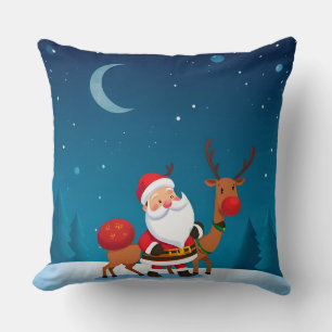 Santa Claus in a Magical Winter Scene Cushion