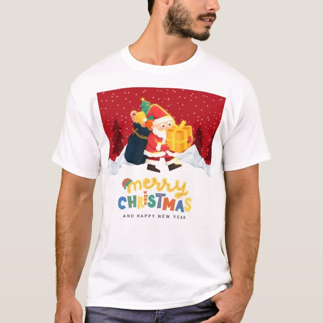 Santa Claus in a Magical Winter Wonderland — Merry T-Shirt (Front)