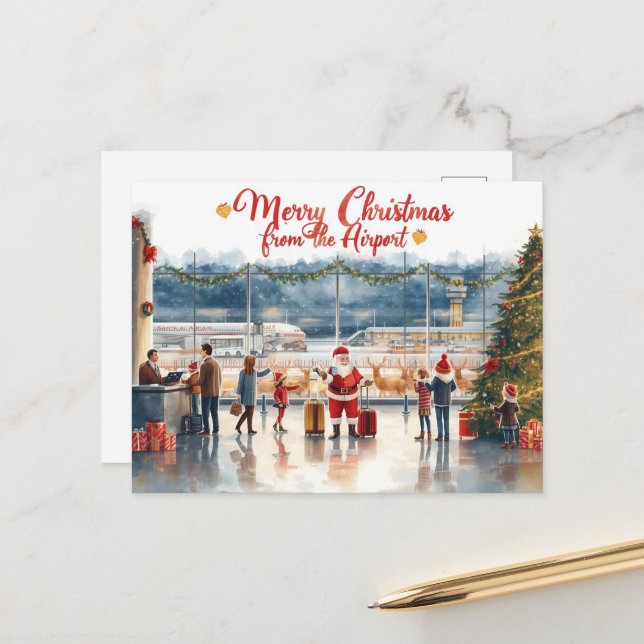 Santa Claus in at the airport Postcard (Front/Back In Situ)