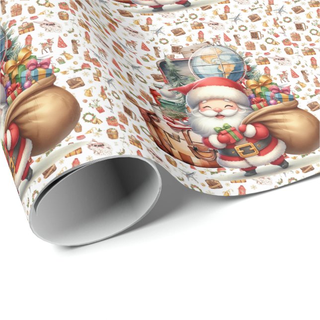 Santa Claus in at the airport Wrapping Paper (Roll Corner)