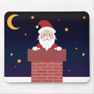 Santa Claus in Chimney on Xmas night Mouse Pad