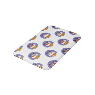 Santa Claus In Chimney, Snow, Christmas, New Year Bath Mat