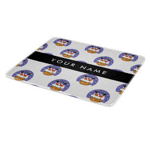 Santa Claus In Chimney, Snow, Christmas, New Year Cutting Board