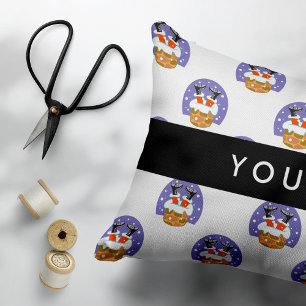 Santa Claus In Chimney, Snow, Christmas, New Year Decorative Cushion