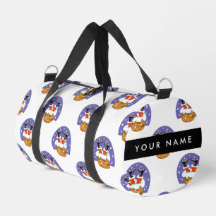 Santa Claus In Chimney, Snow, Christmas, New Year Duffle Bag