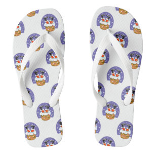 Santa Claus In Chimney, Snow, Christmas, New Year Jandals