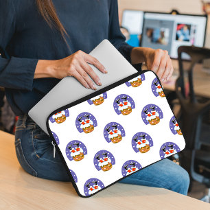Santa Claus In Chimney, Snow, Christmas, New Year Laptop Sleeve