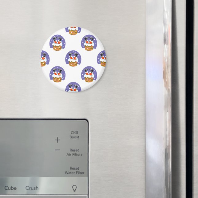 Santa Claus In Chimney, Snow, Christmas, New Year Magnet (In Situ (Fridge))