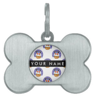 Santa Claus In Chimney, Snow, Christmas, New Year Pet ID Tag