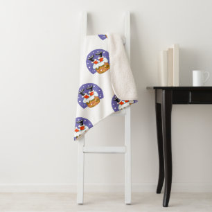 Santa Claus In Chimney, Snow, Christmas, New Year Sherpa Blanket