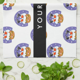 Santa Claus In Chimney, Snow, Christmas, New Year Tea Towel