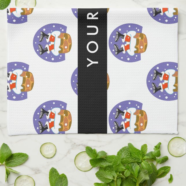 Santa Claus In Chimney, Snow, Christmas, New Year Tea Towel (Folded)