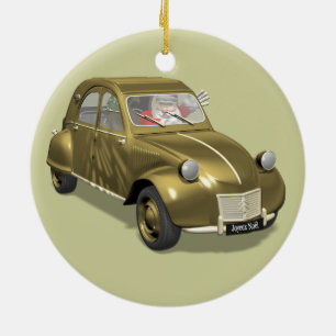Santa Claus In Citroen 2CV Ceramic Tree Decoration