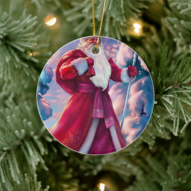 Santa Claus in forest Ceramic Tree Decoration (Tree)