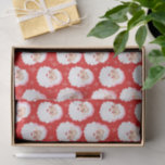 Santa Claus in Pink Hat Vintage Christmas Tissue Paper<br><div class="desc">Vintage style illustrations of a Santa Claus face wearing a pink Santa hat are set against a patterned red background on this tissue paper with a retro look.</div>