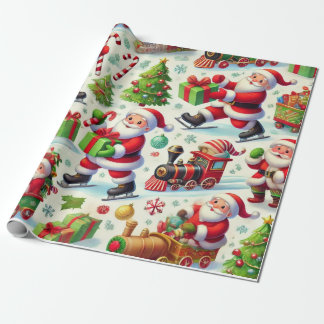 Santa Claus in playful and whimsical poses Wrapping Paper