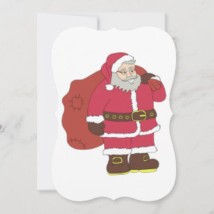 Santa Claus in red with gift bag and eyeglasses