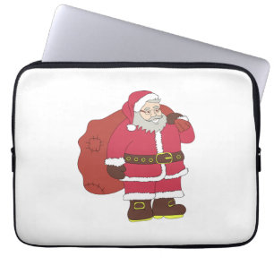 Santa Claus in red with gift bag and eyeglasses 
