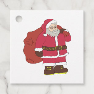 Santa Claus in red with gift bag and eyeglasses  Favour Tags