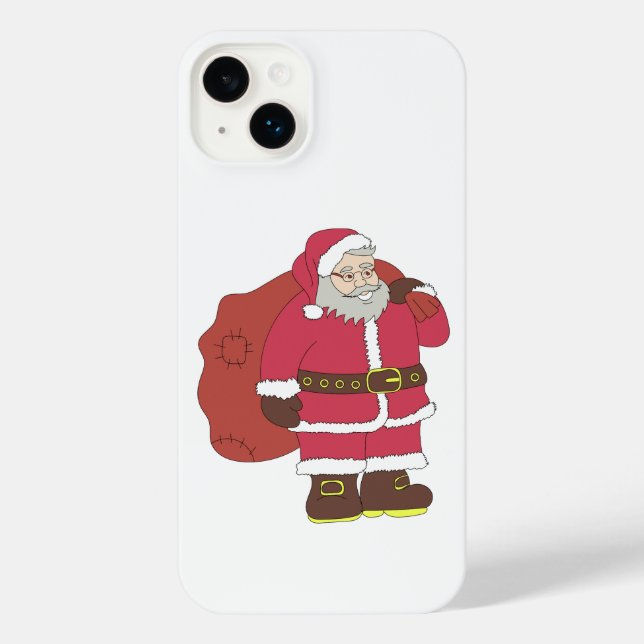 Santa Claus in red with gift bag and eyeglasses  iPhone Case (Back)