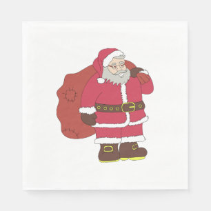 Santa Claus in red with gift bag and eyeglasses Napkin