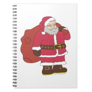 Santa Claus in red with gift bag and eyeglasses  Notebook