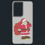 Santa Claus in red with gift bag and eyeglasses  Samsung Galaxy Case<br><div class="desc">Christmas character Santa Claus in red with gift bag and eyeglasses on transparent background</div>