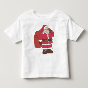 Santa Claus in red with gift bag and eyeglasses T- Toddler T-Shirt