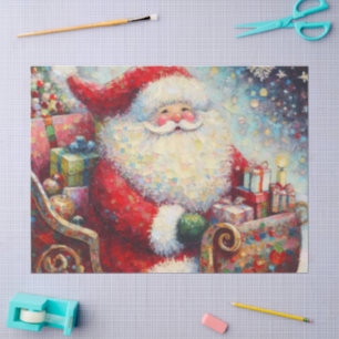 Santa Claus in Sleigh Christmas Decoupage Tissue Paper