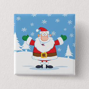 Santa Claus in Snowy Winter Scene 15 Cm Square Badge
