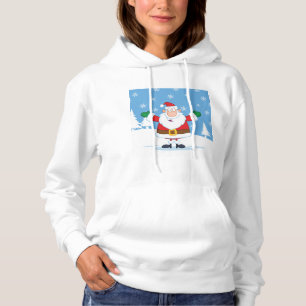 Santa Claus in Snowy Winter Scene Hoodie
