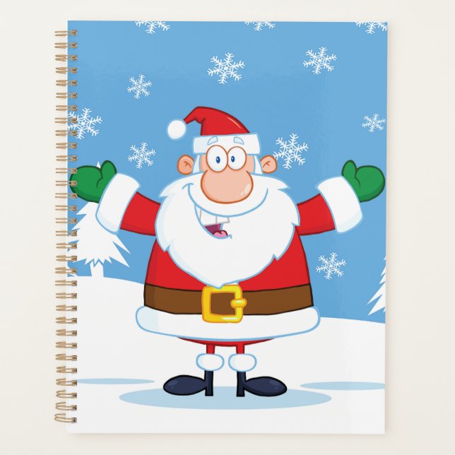 Santa Claus in Snowy Winter Scene Planner (Front)