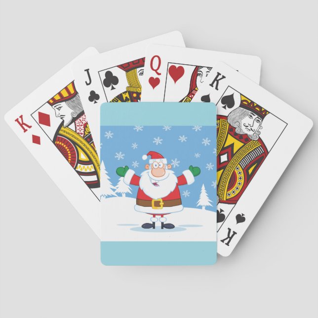 Santa Claus in Snowy Winter Scene Playing Cards (Back)