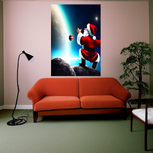 Santa Claus in Space   AI Art Poster