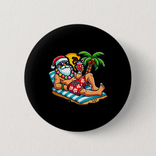 Santa Claus In Swim Trunks Christmas In July Beach 6 Cm Round Badge
