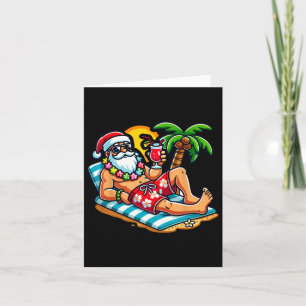 Santa Claus In Swim Trunks Christmas In July Beach Card