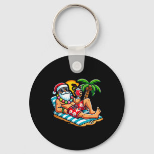 Santa Claus In Swim Trunks Christmas In July Beach Key Ring