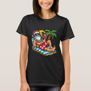 Santa Claus In Swim Trunks Christmas In July Beach T-Shirt