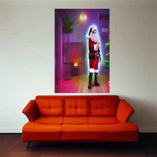 Santa Claus in the house   AI Art Poster