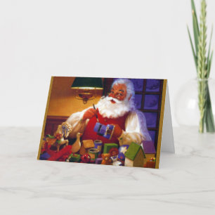 Santa Claus in Toy Shop Holiday Card