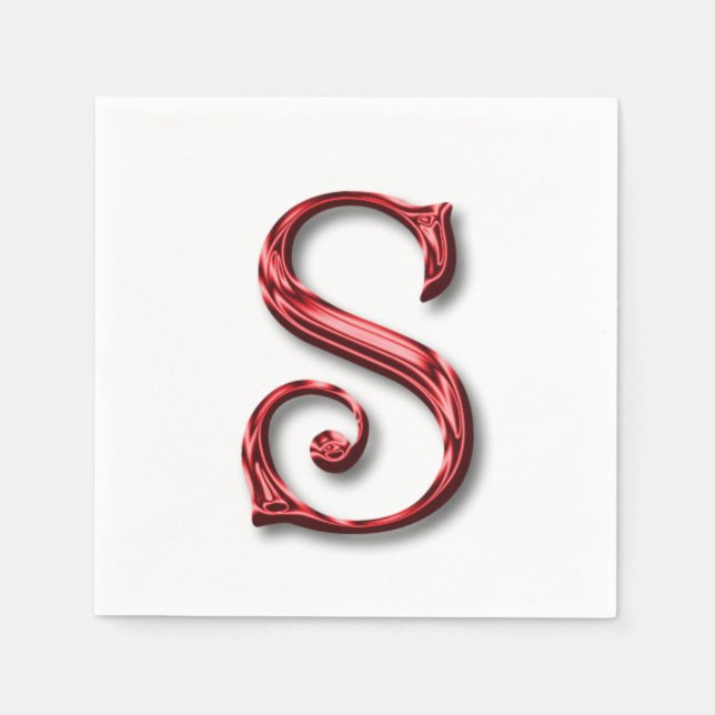 Santa Claus Initial Monogram Christmas Holiday Napkin (Front)