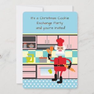 Santa Claus is baking Christmas cookies Invitation