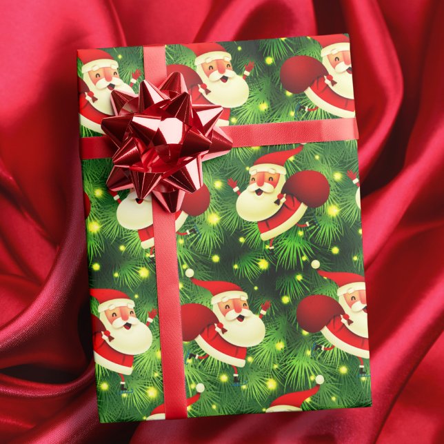 Santa Claus is coming red and green cute Christmas Wrapping Paper (Creator Uploaded)