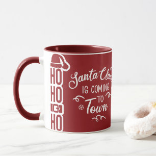 Santa Claus is Coming Red Christmas Mug