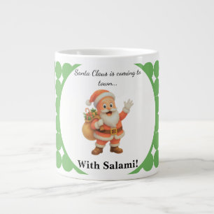 Santa Claus is coming to town.. With Salami! Large Coffee Mug