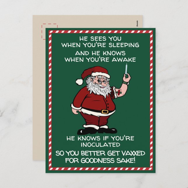Santa Claus Is Coming To Town with the Vaccine Holiday Postcard (Front/Back)