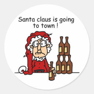 Santa Claus is Going to Town Classic Round Sticker