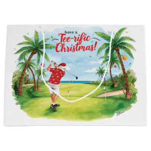 Santa Claus is golfing Christmas in July Large Gift Bag