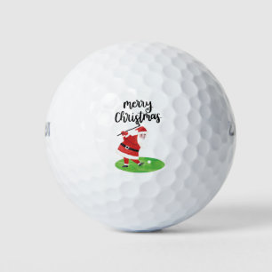 Santa Claus is golfing on Christmas Holiday Golf Balls